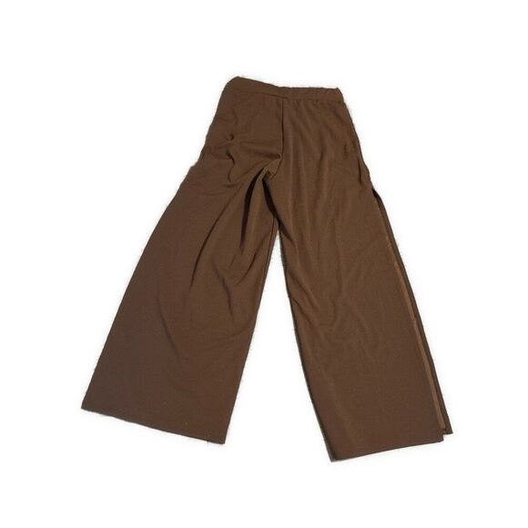 Papaya women's solid chocolate brown High Rise wide leg side split pants Small - Picture 3 of 5